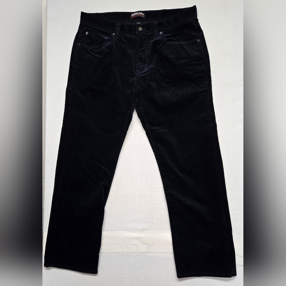 Kirkland Corduroy Pants Standard Size Reg Rise Straight Leg Steel Blue 36x30